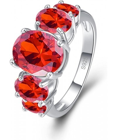 925 Silver Plated Ring Brilliant Oval Cut Citrine Wedding Engagement Ring for Women Size 8 US_12 Bright Red $5.39 Rings