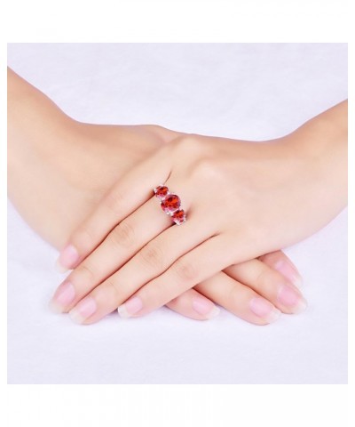 925 Silver Plated Ring Brilliant Oval Cut Citrine Wedding Engagement Ring for Women Size 8 US_12 Bright Red $5.39 Rings