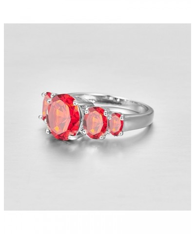 925 Silver Plated Ring Brilliant Oval Cut Citrine Wedding Engagement Ring for Women Size 8 US_12 Bright Red $5.39 Rings