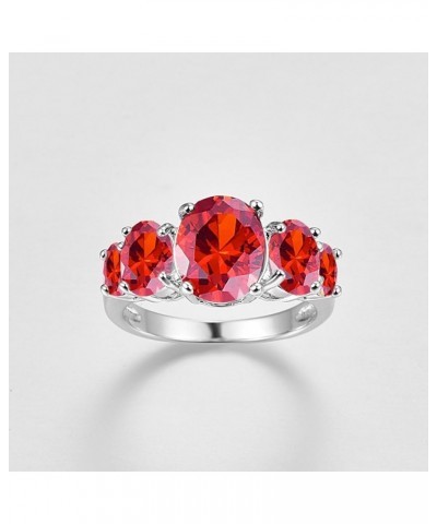 925 Silver Plated Ring Brilliant Oval Cut Citrine Wedding Engagement Ring for Women Size 8 US_12 Bright Red $5.39 Rings