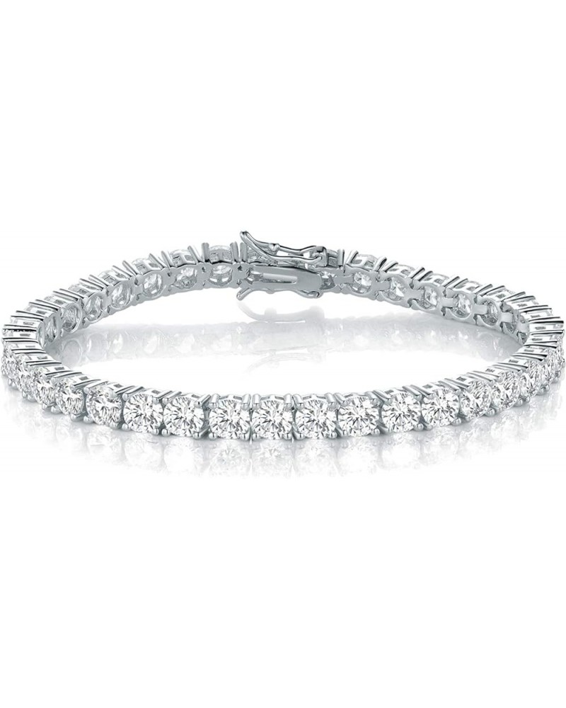 GMESME 18K White Gold Plated 4.0 Round Cubic Zirconia Classic Tennis Bracelet 6/6.5/7/7.5/8/8.5/9 Inch White Gold 6 inch $9.9...