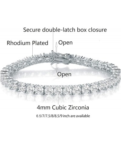 GMESME 18K White Gold Plated 4.0 Round Cubic Zirconia Classic Tennis Bracelet 6/6.5/7/7.5/8/8.5/9 Inch White Gold 6 inch $9.9...