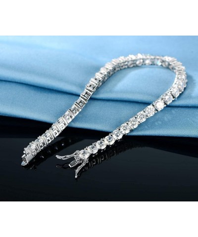 GMESME 18K White Gold Plated 4.0 Round Cubic Zirconia Classic Tennis Bracelet 6/6.5/7/7.5/8/8.5/9 Inch White Gold 6 inch $9.9...