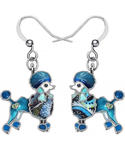 Sweet Enamel Dangle Poodle Earrings for Women Girls Jewelry Gifts Novelty Funny Dog Charms Blue $9.00 Earrings