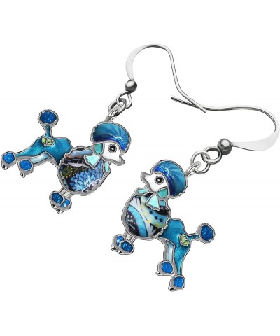 Sweet Enamel Dangle Poodle Earrings for Women Girls Jewelry Gifts Novelty Funny Dog Charms Blue $9.00 Earrings