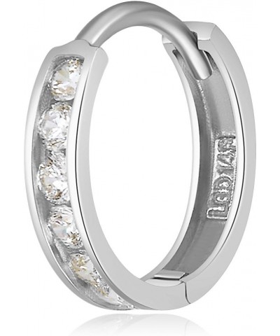 14k REAL White Gold 2mm Thickness CZ Channel Set Hoop Huggie Earrings - 3 Differnet Size Available 12 mm $31.27 Earrings