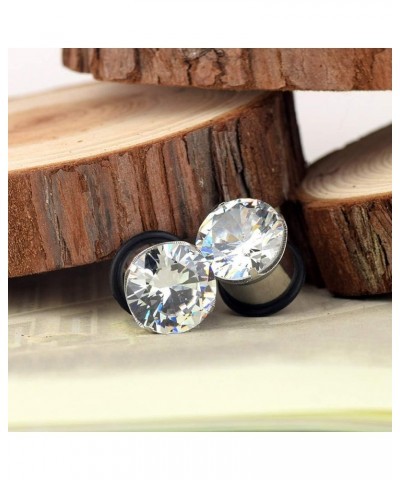 12pcs Gorgeous Cubic Zirconia Tunnels 316L Stainless Steel Ear Gauges Earring Plugs for Ears Screw Fit Body Piercing Jewelry ...