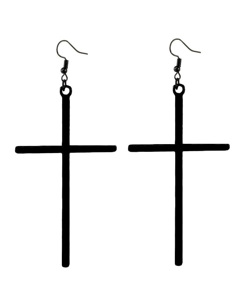 Big Cross Earrings Minimalist Cross Dangle Drop Earrings for Women Girls Jewelry Gifts A:black $8.54 Earrings