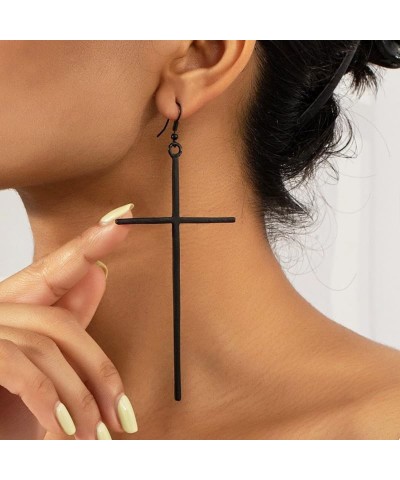 Big Cross Earrings Minimalist Cross Dangle Drop Earrings for Women Girls Jewelry Gifts A:black $8.54 Earrings