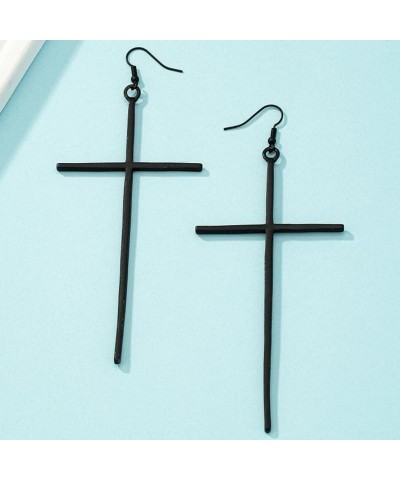 Big Cross Earrings Minimalist Cross Dangle Drop Earrings for Women Girls Jewelry Gifts A:black $8.54 Earrings