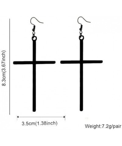 Big Cross Earrings Minimalist Cross Dangle Drop Earrings for Women Girls Jewelry Gifts A:black $8.54 Earrings