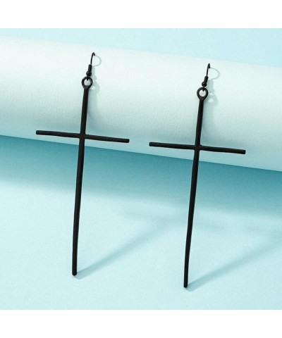 Big Cross Earrings Minimalist Cross Dangle Drop Earrings for Women Girls Jewelry Gifts A:black $8.54 Earrings