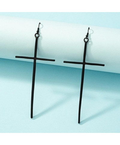 Big Cross Earrings Minimalist Cross Dangle Drop Earrings for Women Girls Jewelry Gifts A:black $8.54 Earrings