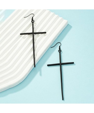 Big Cross Earrings Minimalist Cross Dangle Drop Earrings for Women Girls Jewelry Gifts A:black $8.54 Earrings