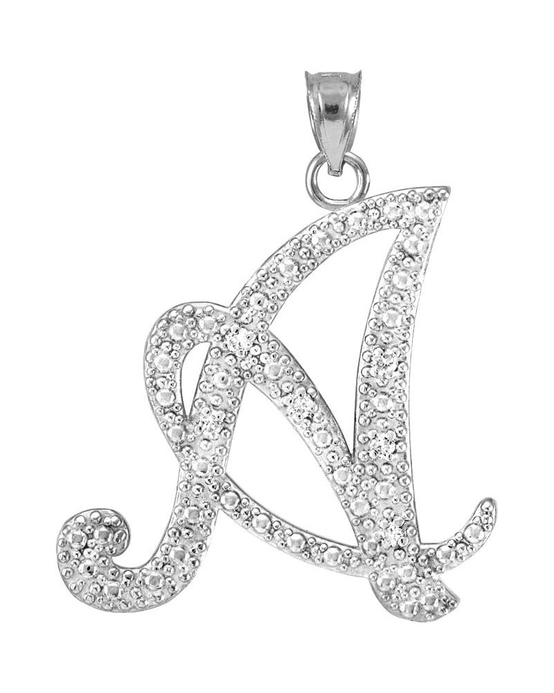 925 Sterling Silver CZ Script Initial Letter Charm Pendant A $19.24 Pendants