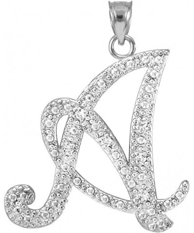 925 Sterling Silver CZ Script Initial Letter Charm Pendant A $19.24 Pendants