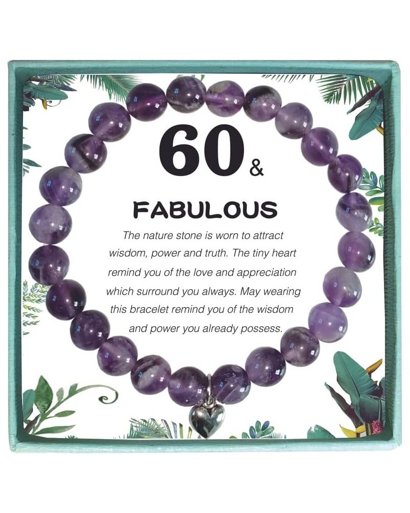 60th Birthday Bracelet 60th Birthday Gifts for Women, 60th Birthday Gift Women, Wife, Friend, Sister, Coworker Purple One Siz...