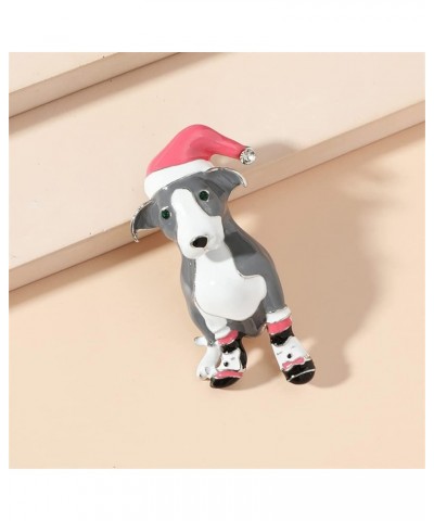 Cute Christmas Dog Puppy Brooch Pin for Women Girls Santa Claus Red Hat Pin Lapel Scarf Jackets Dress Suit Badge Brooches Pin...