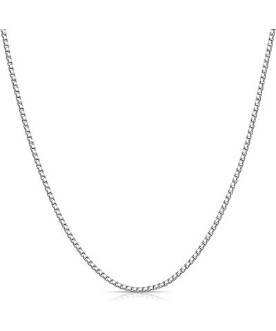 925 Sterling Silver Box Chain Necklace for Women Men and Girls, 0.8MM 1.0MM 1.2MM 1.5MM 1.7MM 2.0MM Width 24 Inches 1.7MM-Wid...