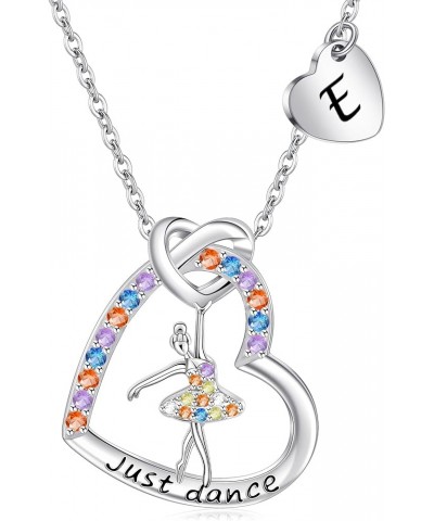 Ballerina Necklace for Women Heart Letter Colorful CZ Ballet Necklace Jewelry 26 Alphabet Dance Recital Necklace for Daughter...