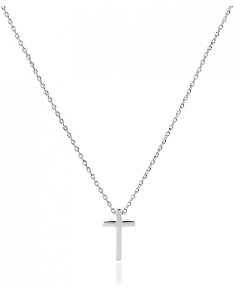 Women Teen Girls Tiny Cross Pendant Necklace for Women Simply Cross Necklace Gold Dipped Made in Korea Cross(1) - Silver $9.3...