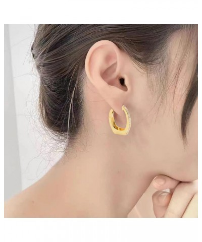 18K Gold Plated Hoop Earrings Lightweight 925 Sterling Silver Post Chunky Gold Earrings for Women Gilrs Gold U Shape $10.43 E...