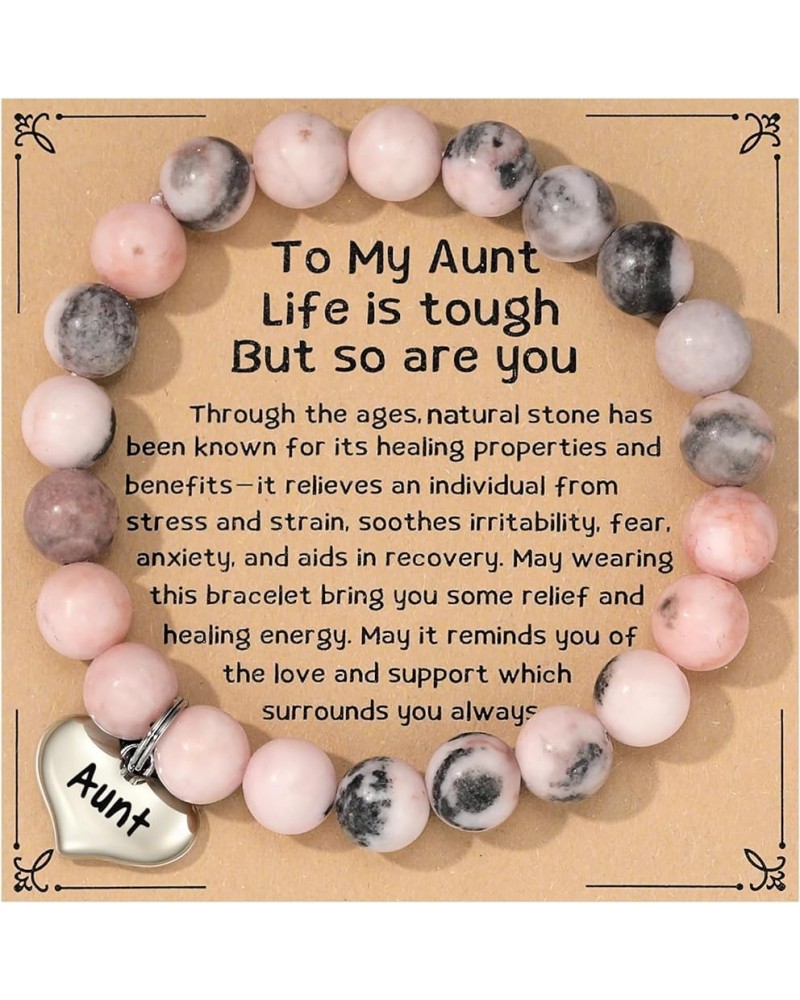 Get Well Soon Gifts for Women - Life is Tough But So are You Natural Stone Bracelet, Anti-Anxiety Relaxation Gifts aunt life ...