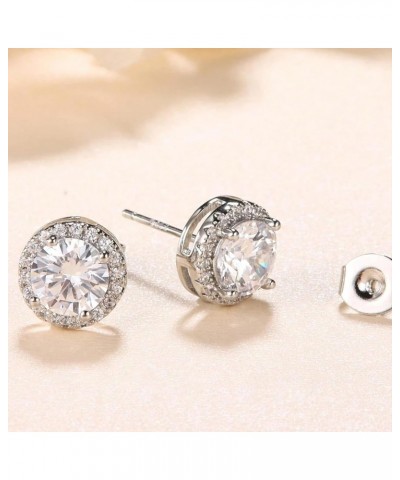 4 Pairs Cubic Zirconia Sterling Silver Stud Earrings for Women Girls,14K Small Gold Plated Tiny Stud Earrings Set for Multipl...