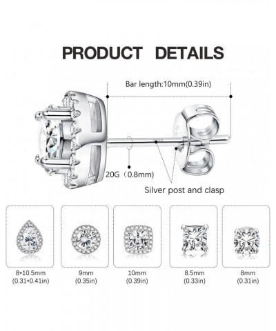 4 Pairs Cubic Zirconia Sterling Silver Stud Earrings for Women Girls,14K Small Gold Plated Tiny Stud Earrings Set for Multipl...