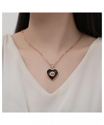 Free Engraving Heart Charm Medical ID Alert Necklaces for Women ROSE GOLD / BLACK allergy to penicillin $12.37 Necklaces