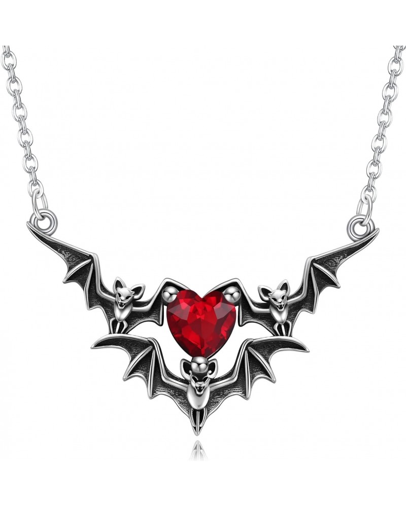 Bat Necklace 925 Sterling Silver Bat Animal Pendant Gothic Jewelry For Women $18.72 Necklaces