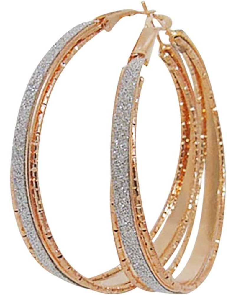 Inlaid Zircon Hoop Earrings for Women Fashion Elegant CZ Simulated Diamond Earrings Bride Earrings (Rose Gold-C, One Size) Go...