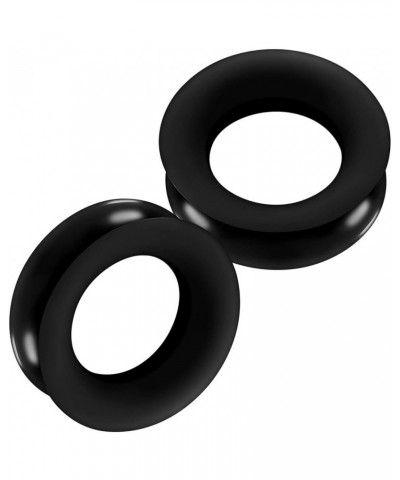 2PCS Silicone Black Double Flared Saddle Stretcher Ear Tunnel Gauge Plug Earring Lobe Piercing Jewelry Pick Size R:2PCS-1-1/2...