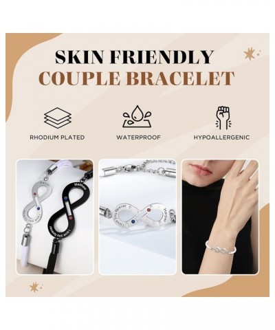 Couples Bracelets Matching Bracelets for Couples with Free QR Code Valentine Card - Nylon Rope Chain Link Projection Bracelet...