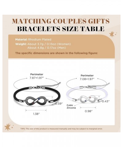 Couples Bracelets Matching Bracelets for Couples with Free QR Code Valentine Card - Nylon Rope Chain Link Projection Bracelet...