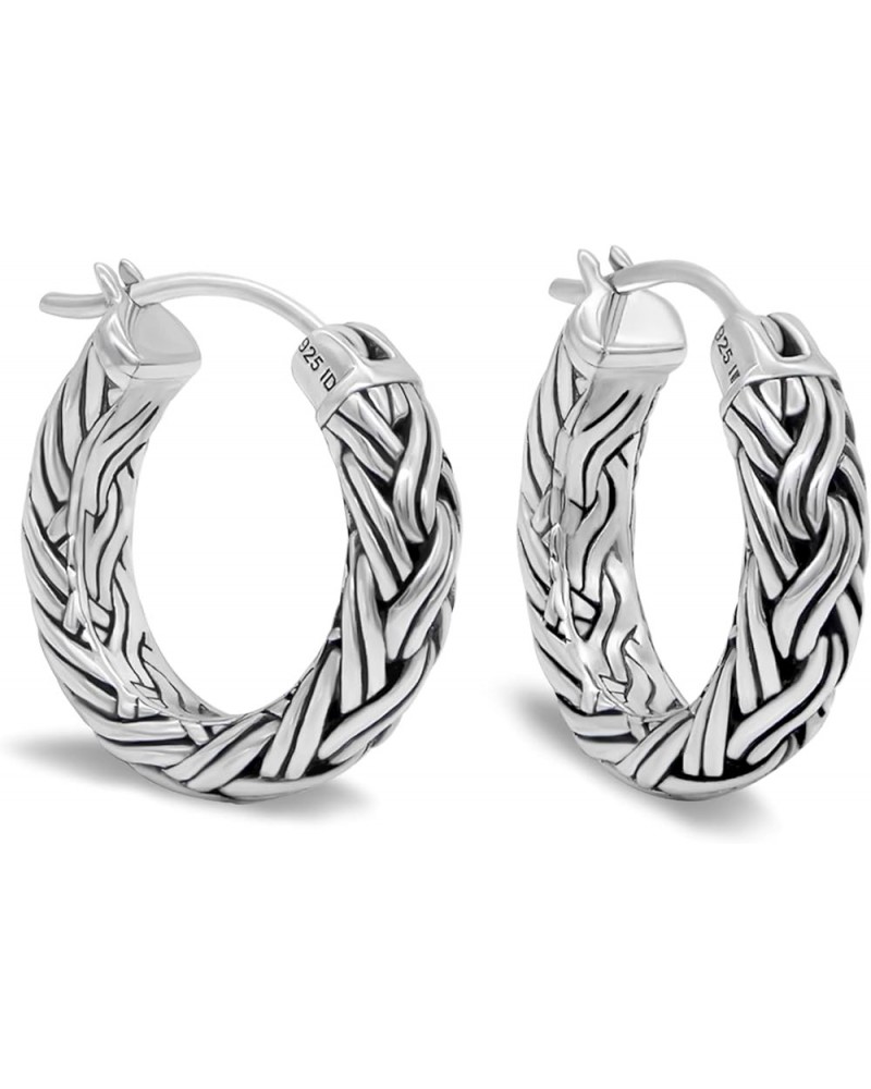 Gold Plated Sterling Silver 925 / Sterling Silver 925 Bali Hoop/Drop/Stud Earrings Silver 925/Bali Wheat Hoop 20mm WHN6120 $3...