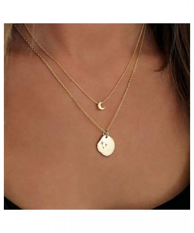 Gold Necklace for Women Moon and Star Necklace Dainty David Star Pendant Necklace 14k Gold/Silver Crescent Moon Necklace Simp...