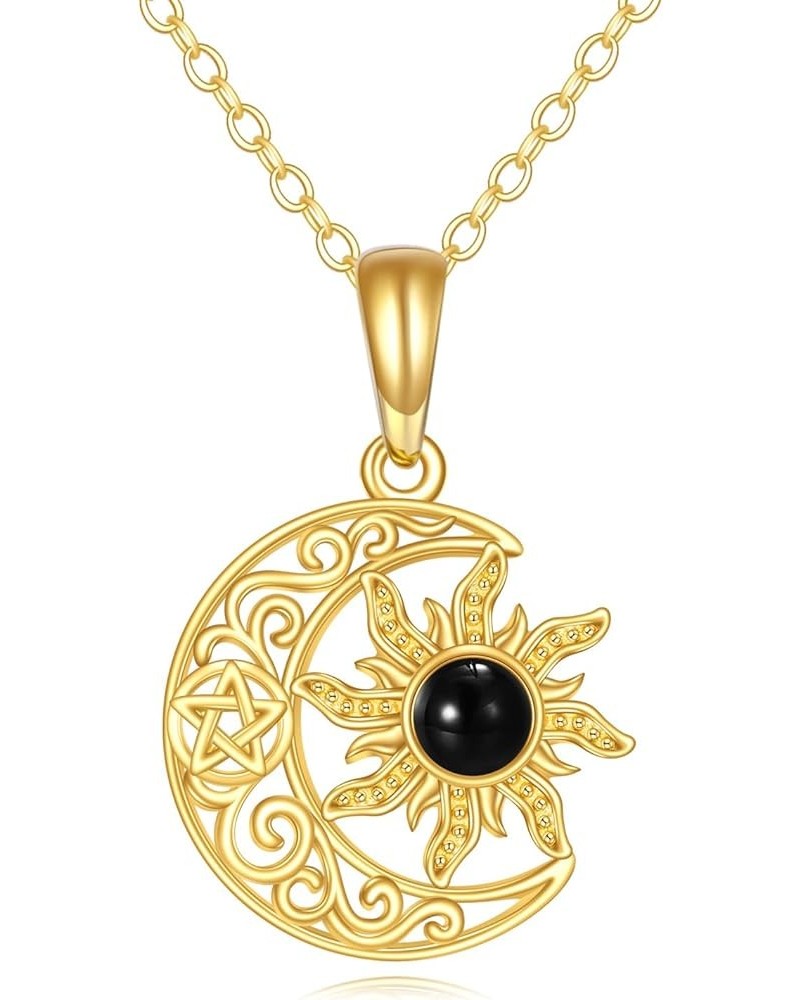 14k Gold Tree of Life/Music Note/Sun Moon/Compass Necklace Tree of Life Jewelry Gifts for Women Girls A-Sun Moon $95.55 Neckl...