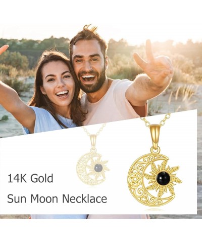 14k Gold Tree of Life/Music Note/Sun Moon/Compass Necklace Tree of Life Jewelry Gifts for Women Girls A-Sun Moon $95.55 Neckl...