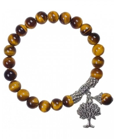 8mm Crystal Beads Tree of Life Bracelet Good Luck Charm Bangle for Women Men Brown $8.24 Bracelets