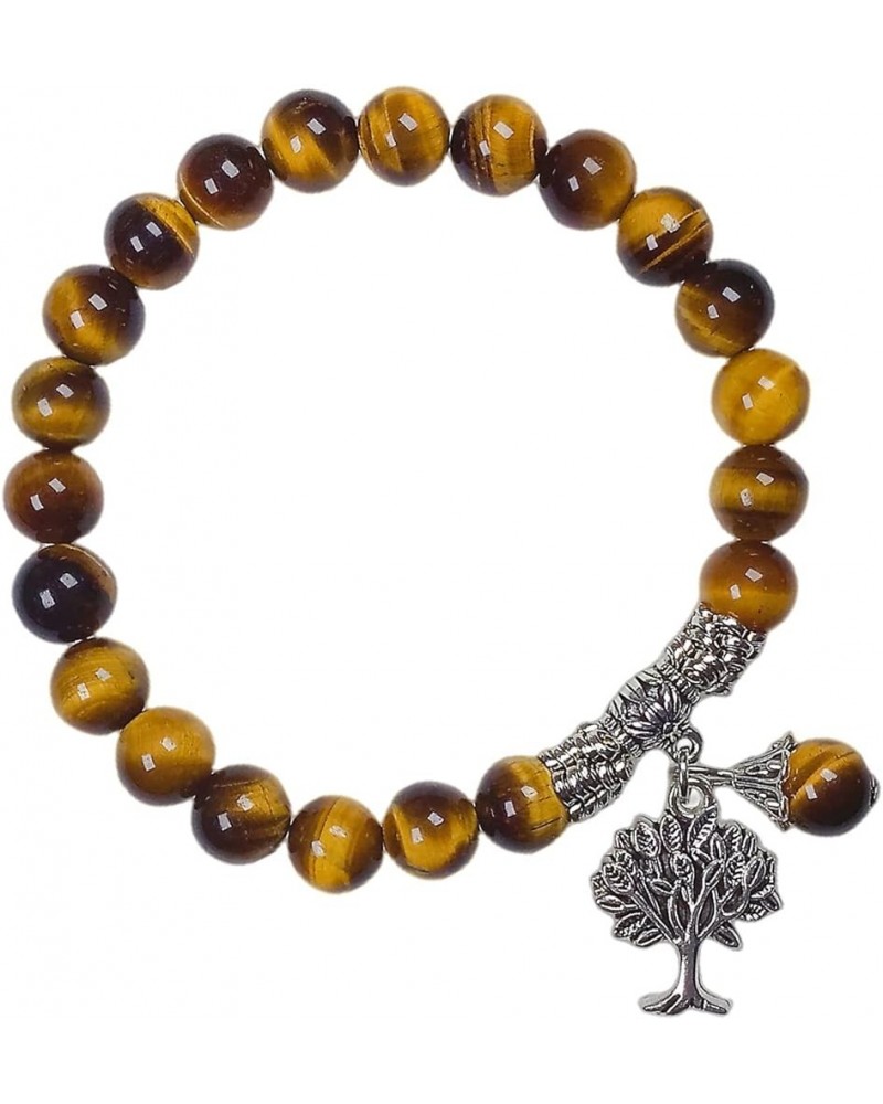 8mm Crystal Beads Tree of Life Bracelet Good Luck Charm Bangle for Women Men Brown $8.24 Bracelets