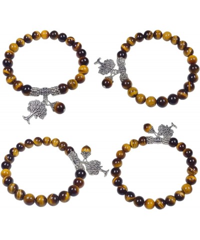 8mm Crystal Beads Tree of Life Bracelet Good Luck Charm Bangle for Women Men Brown $8.24 Bracelets