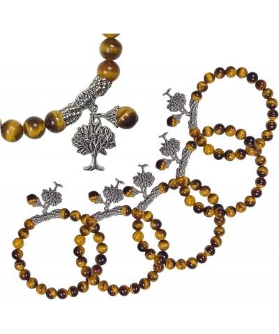 8mm Crystal Beads Tree of Life Bracelet Good Luck Charm Bangle for Women Men Brown $8.24 Bracelets