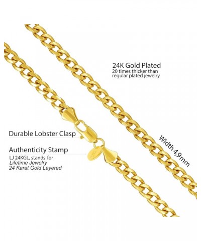 5mm Cuban Link Chain Necklace for Women and Men 24k Gold Plated 26.0 Inches $34.00 Necklaces