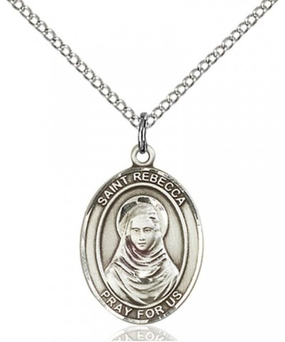 St. Rebecca Hand-Crafted Oval Medal Pendant in Sterling Silver Engraved 3/4 x 1/2 inch $45.74 Necklaces