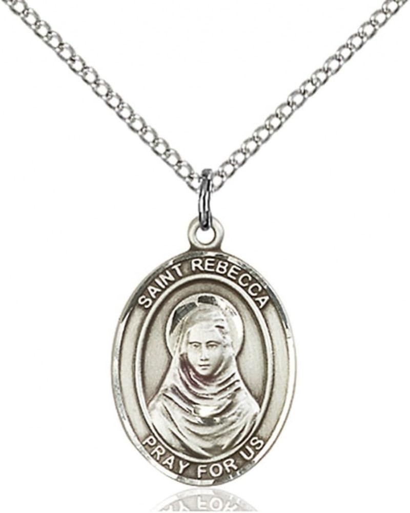 St. Rebecca Hand-Crafted Oval Medal Pendant in Sterling Silver Engraved 3/4 x 1/2 inch $45.74 Necklaces