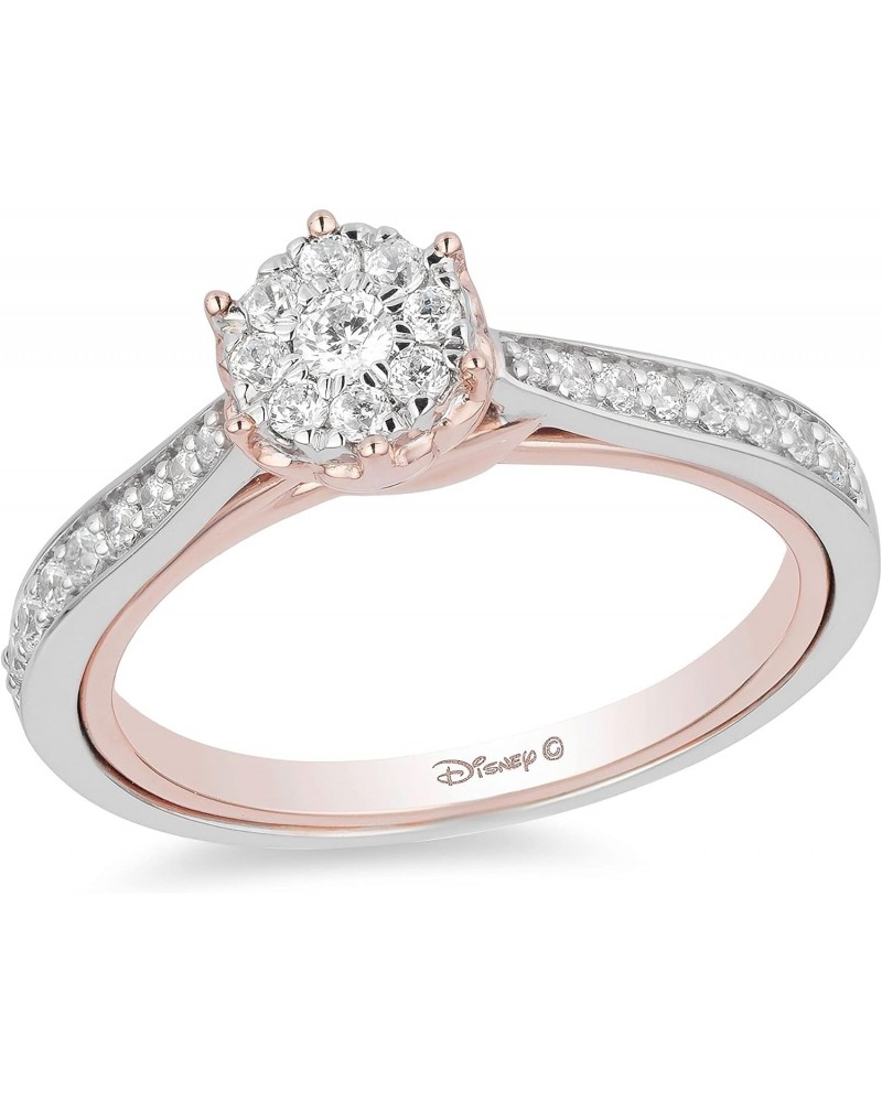 Enchanted Disney Fine Jewelry 10K White Gold and Rose gold 1/3 Cttw Belle Composite Rose Engagement Ring Size $411.75 Rings