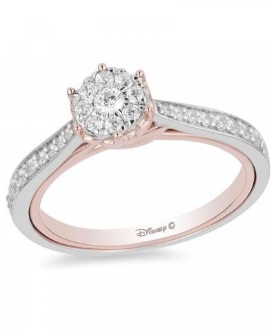 Enchanted Disney Fine Jewelry 10K White Gold and Rose gold 1/3 Cttw Belle Composite Rose Engagement Ring Size $411.75 Rings