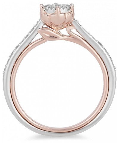 Enchanted Disney Fine Jewelry 10K White Gold and Rose gold 1/3 Cttw Belle Composite Rose Engagement Ring Size $411.75 Rings