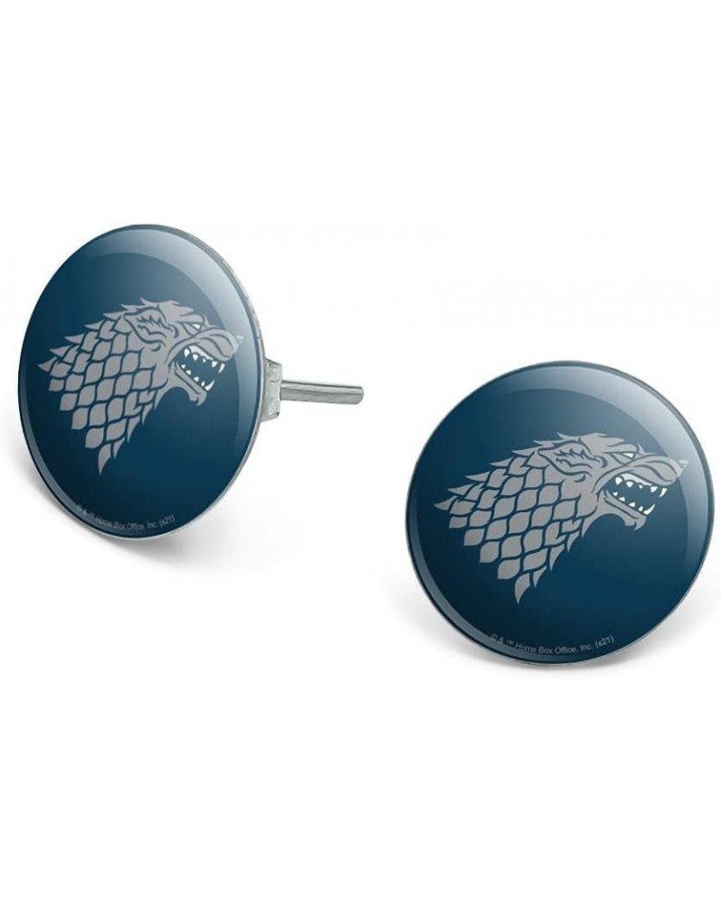 Game of Thrones Stark Sigil Novelty Silver Plated Stud Earrings Chrome $10.79 Earrings